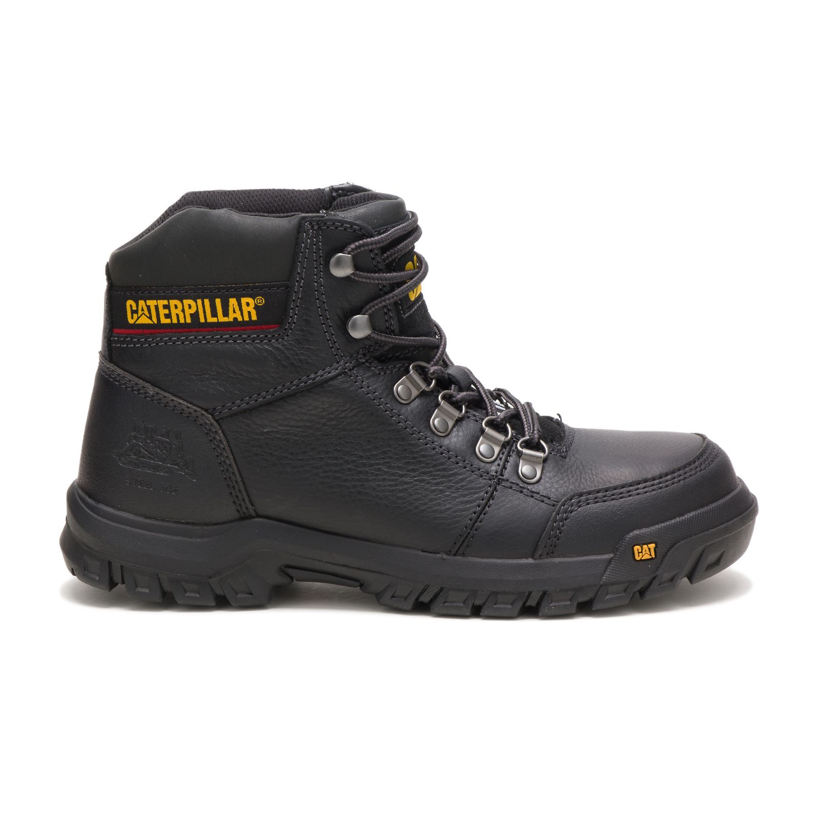 Mens Caterpillar Outline Steel Toe Work Boots Black Malaysia (PDQLA6320)