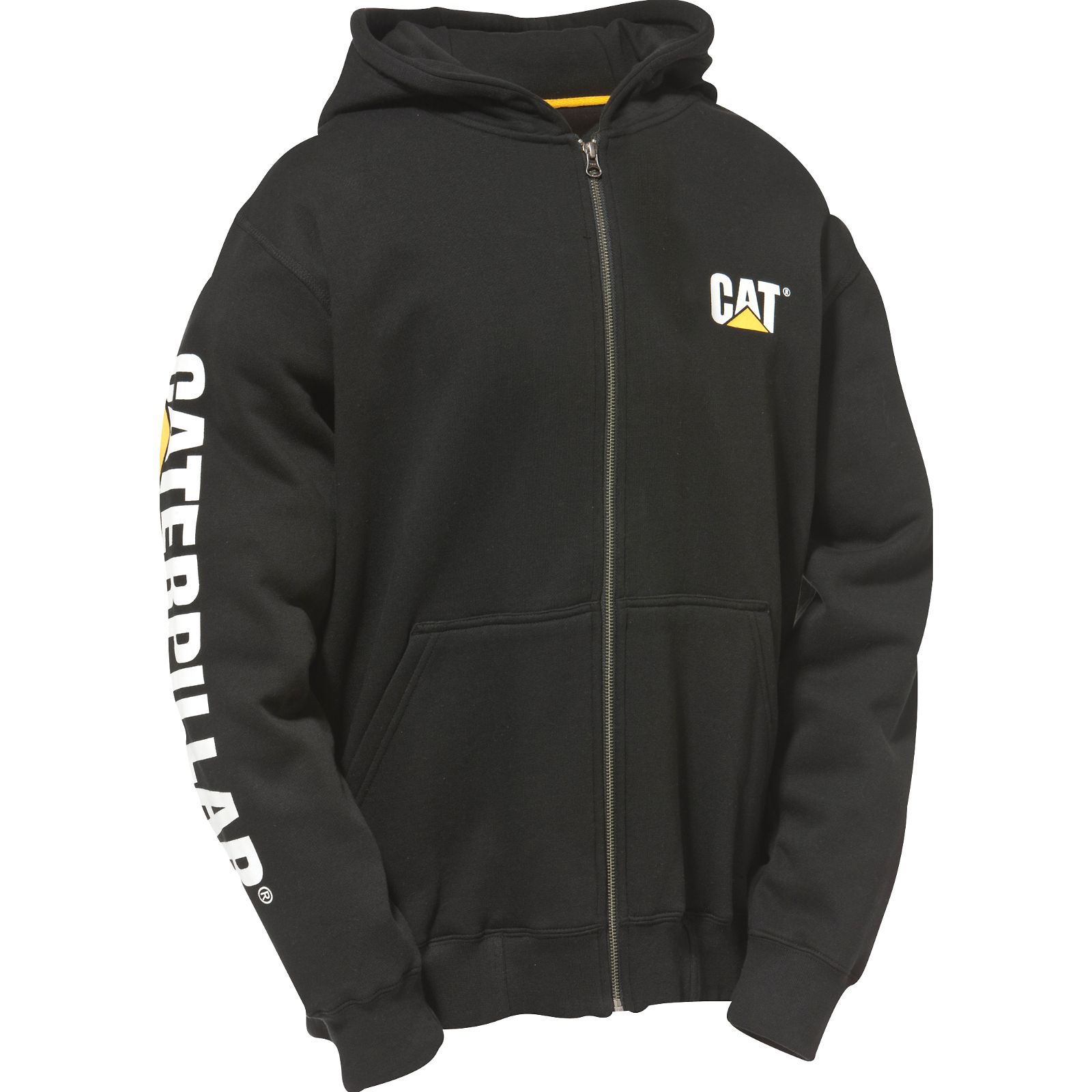 Mens Caterpillar Full Zip Hooded Sweatshirts Black Malaysia (VDSJY7598)