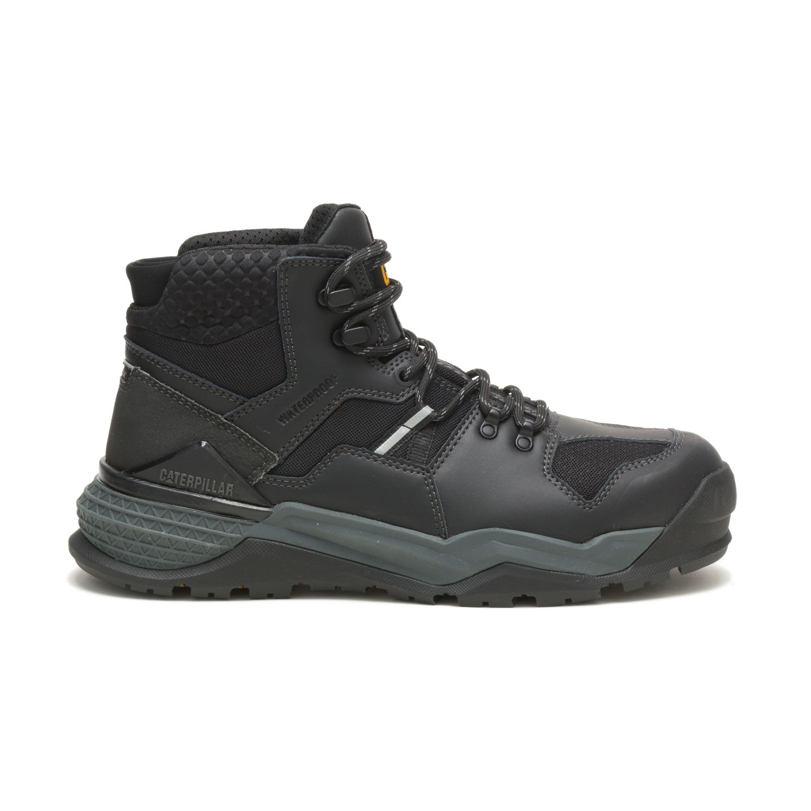 Mens Caterpillar Provoke Mid Waterproof Alloy Toe Work Boots Black Malaysia Outlet (IOAYQ8902)