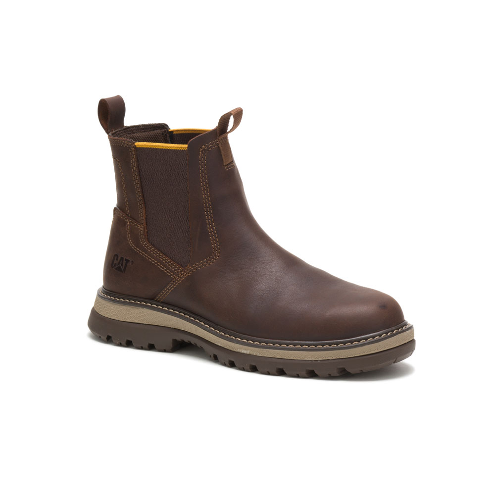 Mens Caterpillar Fairbanks Chelsea Boots Brown Malaysia Outlet (NGKYR6725)