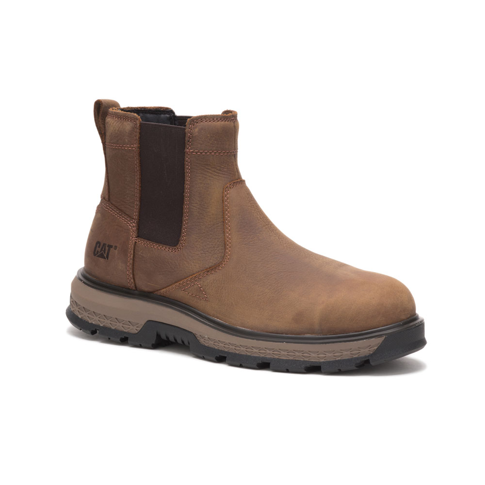 Mens Caterpillar Exposition Chelsea At / Astm/Alloy Toe Safety Boots Brown Malaysia Outlet (XMRZG2180)