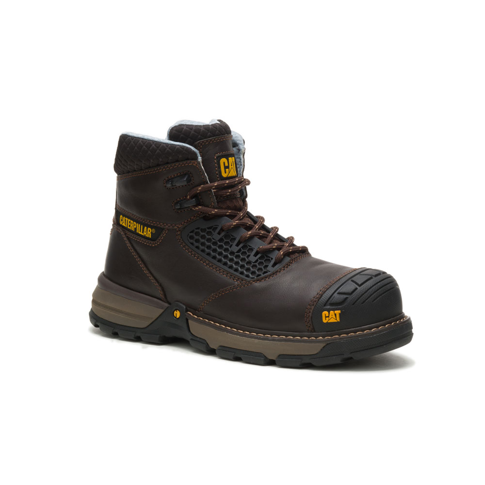 Mens Caterpillar Excavator Superlite Cool Cct / Astm/Comp Toe Safety Boots Dark Brown Malaysia (ZVNIR0983)