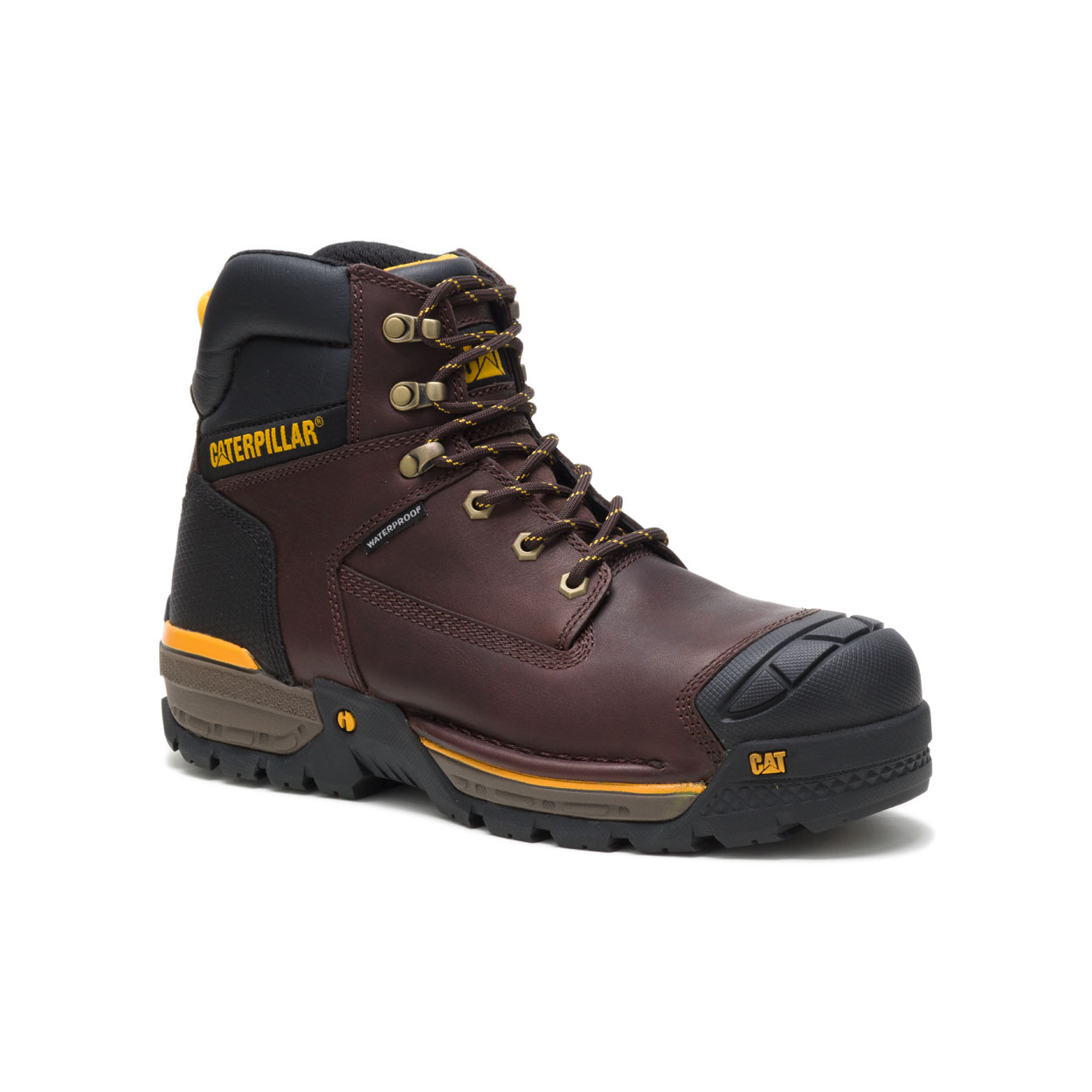 Mens Caterpillar Excavator Safety Boots Brown Malaysia (DCBKE9851)