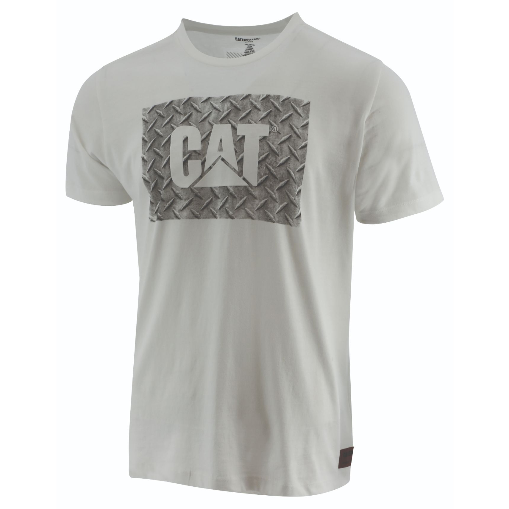 Mens Caterpillar Work Diamond Plate T-Shirts White Malaysia Online (HNITG9408)