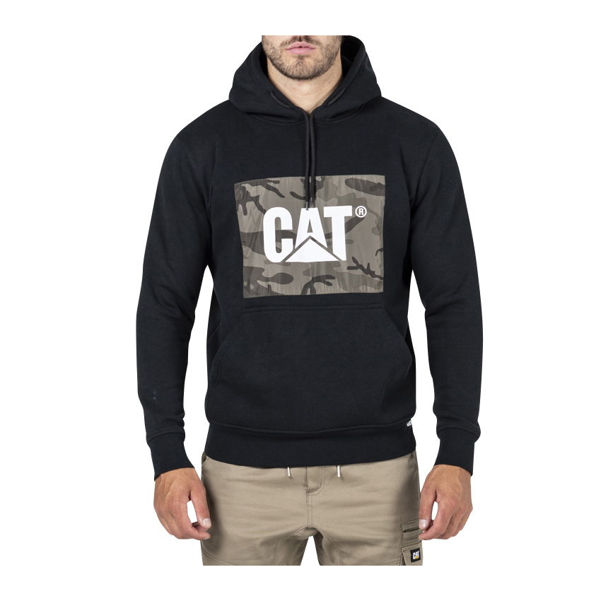 Mens Caterpillar Trademark Hoodies Black Malaysia Outlet (ESHGJ9374)